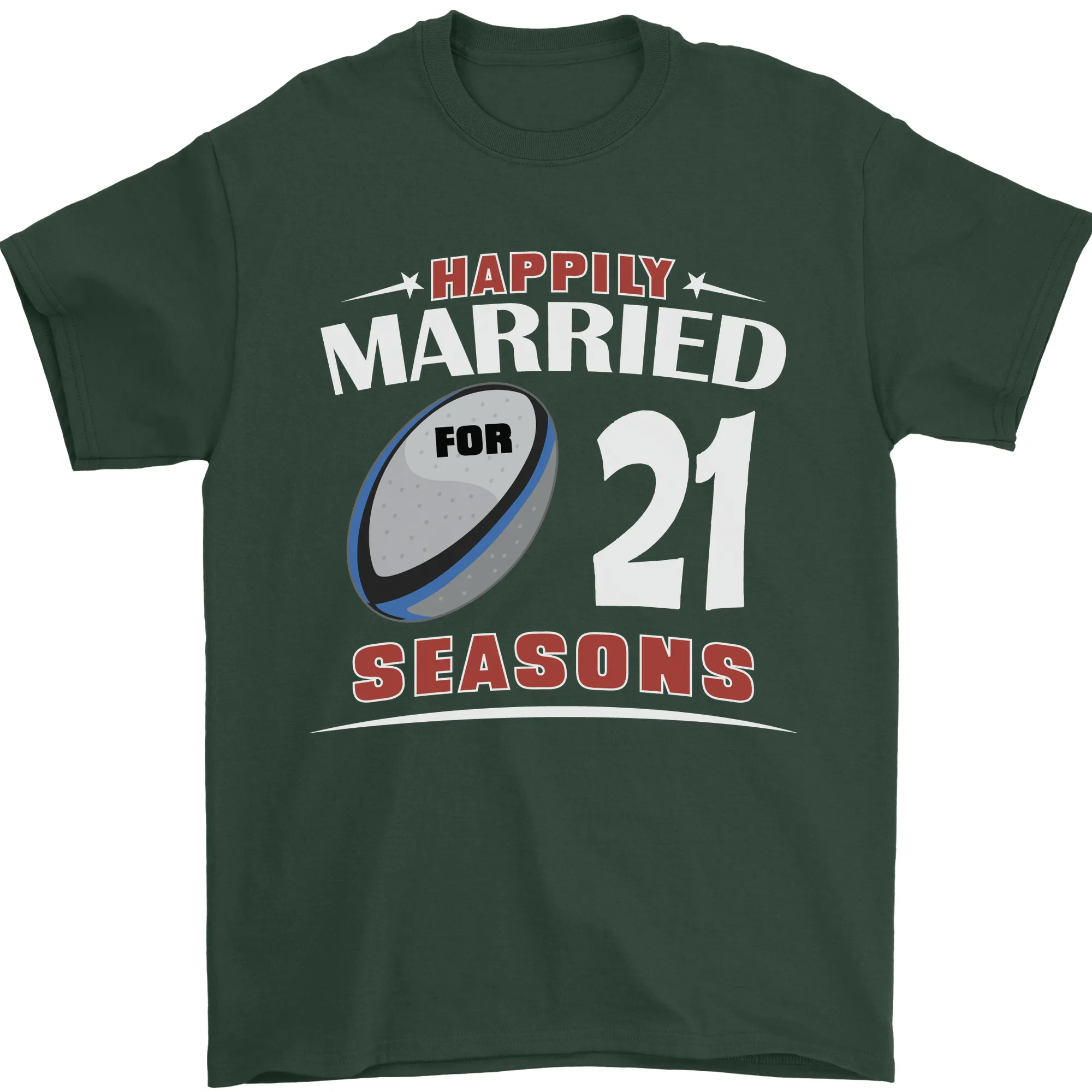 21 Year Wedding Anniversary 21st Rugby Mens T-Shirt 100% Cotton