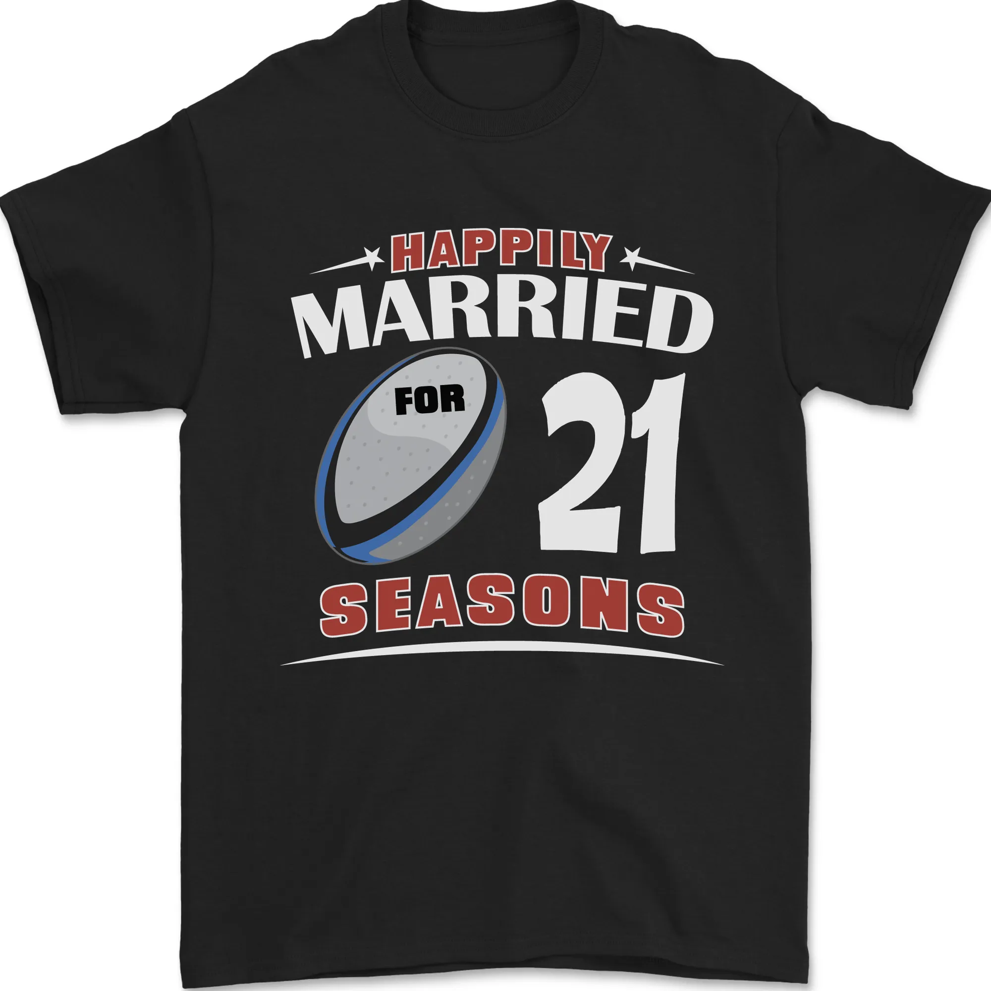 21 Year Wedding Anniversary 21st Rugby Mens T-Shirt 100% Cotton