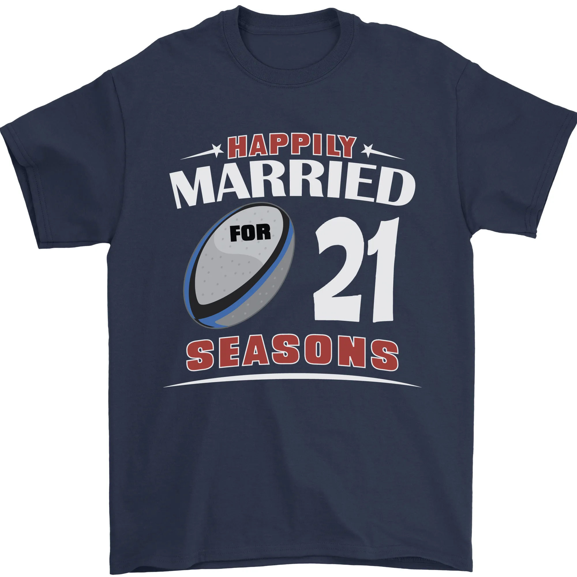 21 Year Wedding Anniversary 21st Rugby Mens T-Shirt 100% Cotton