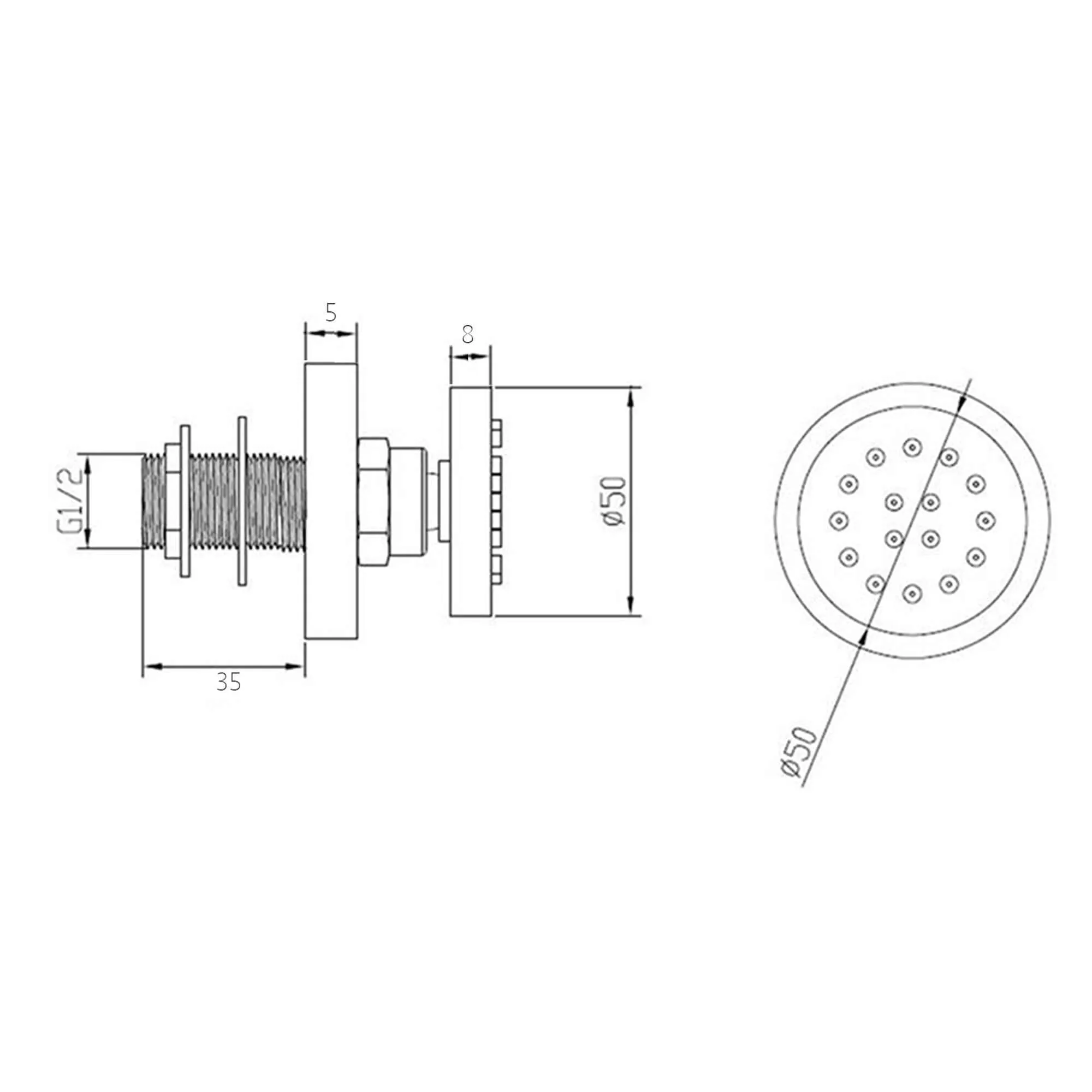 4 x round shower body jets - chrome