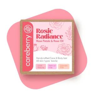 Careberry's Rosy Radiance Handcrafted Face & Body Bar | Gentle Cleanser with Rose Petals & Rose Oil for Radiant Skin, 100gm