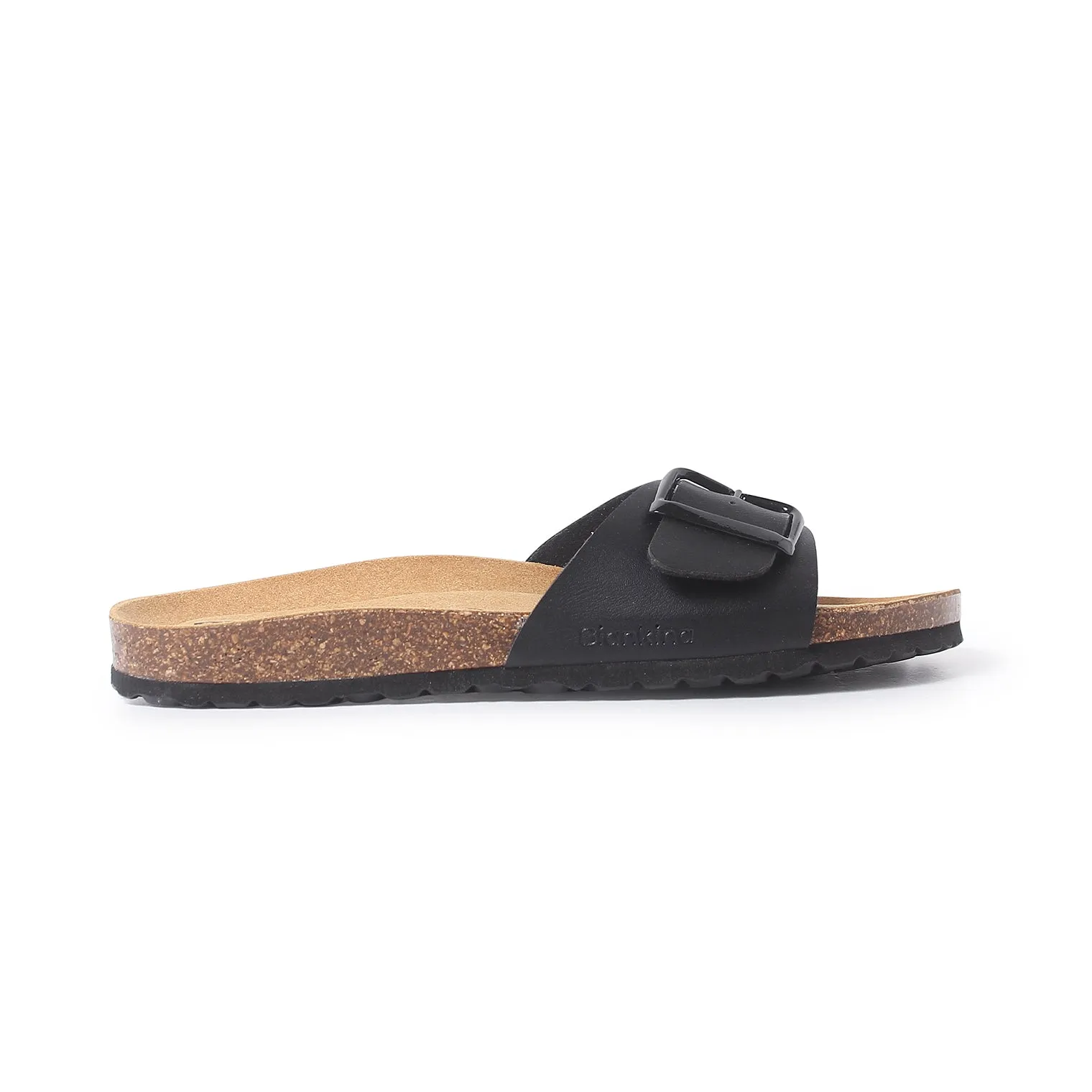 Cordoba Vegan Leather Slide Cork Sandal - Black