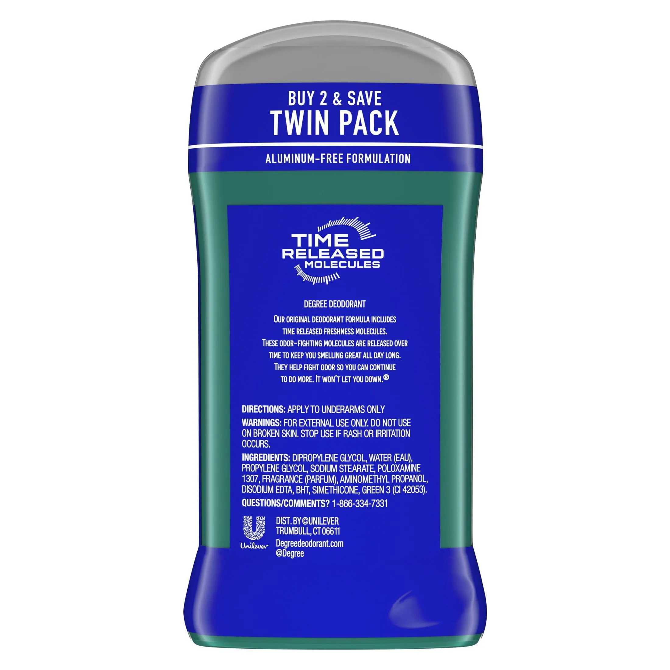 Degree Long Lasting Men's Antiperspirant Deodorant Stick Twin Pack, Arctic Edge, 3 oz