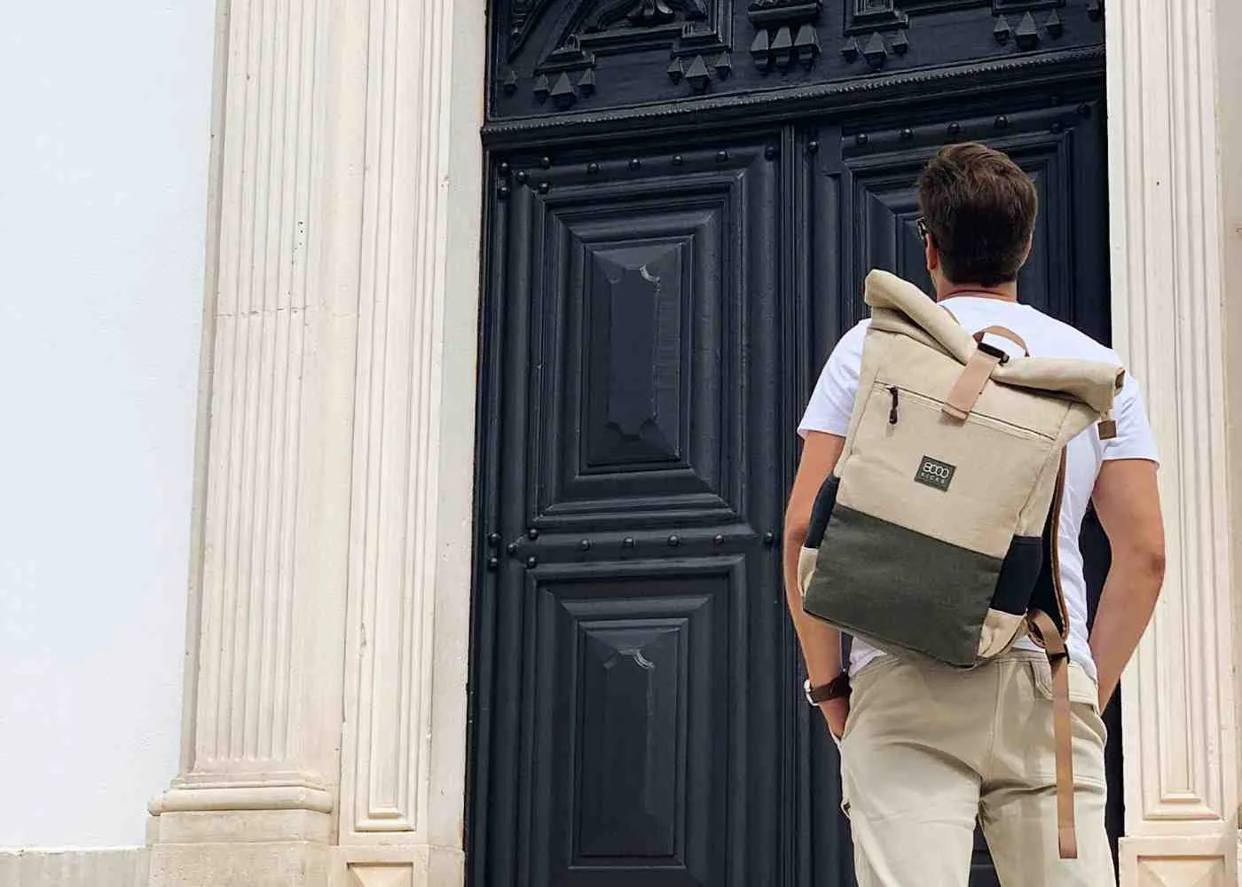 Everyday Vegan Hemp Backpack | Beige & Red