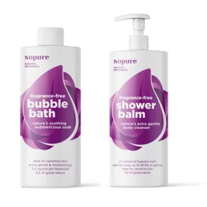 Sopure Bathtime Pack (1 x Fragrance-Free Bubble Bath 1 litre and 1 x Shower Balm 500ml)