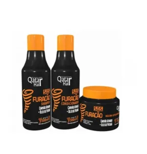 SOS Furacão Activated Charcoal Patua Oil Hurricane Hair Kit 3 Itens - Qatar Hair