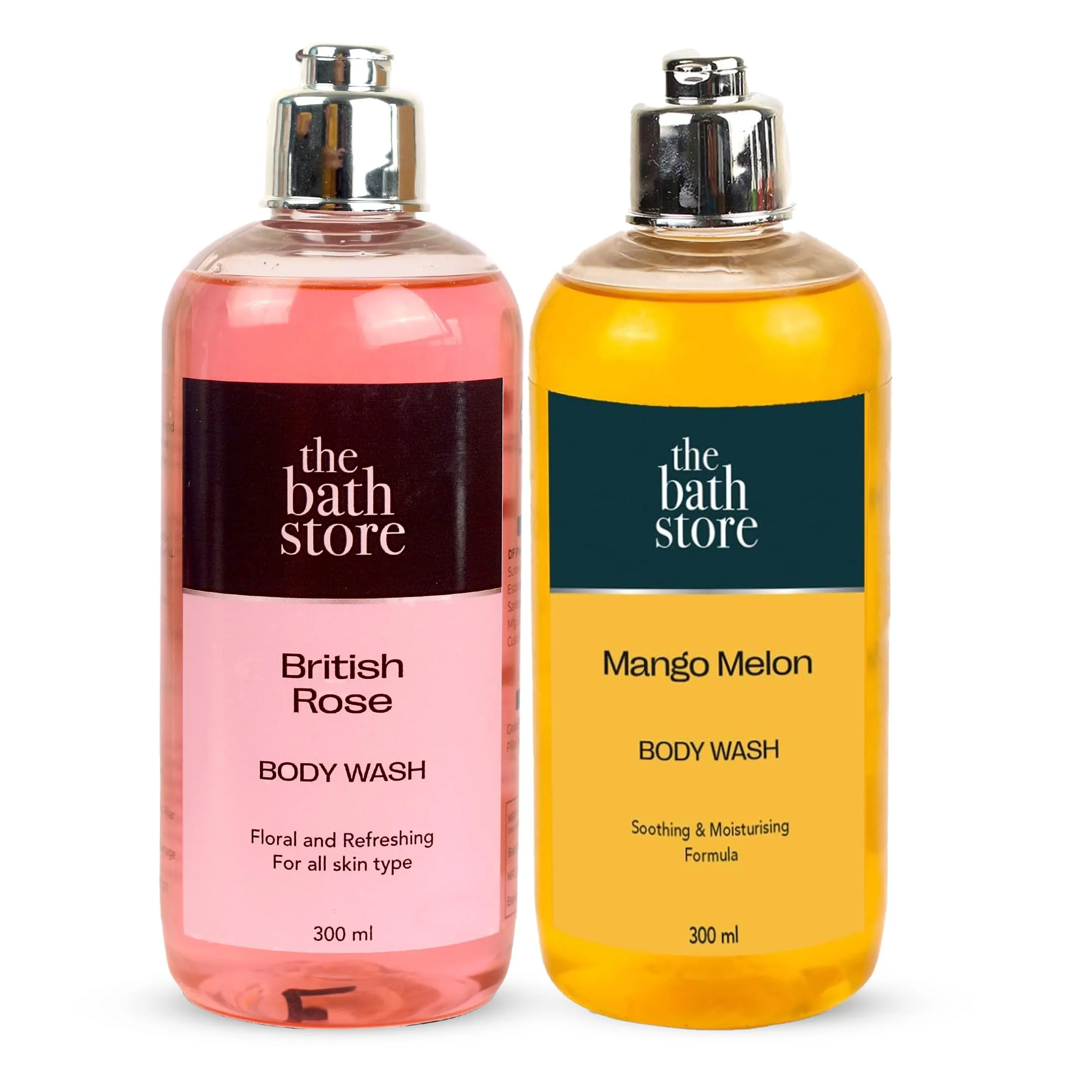 The Bath Store Body Wash Shower Gel Pack of 2 (Mango Melon   British Rose) | Moisturizing Body Wash For Dry Skin & Oily Skin | Tan Removal Body Wash For Men & Women - (300 * 2) ml