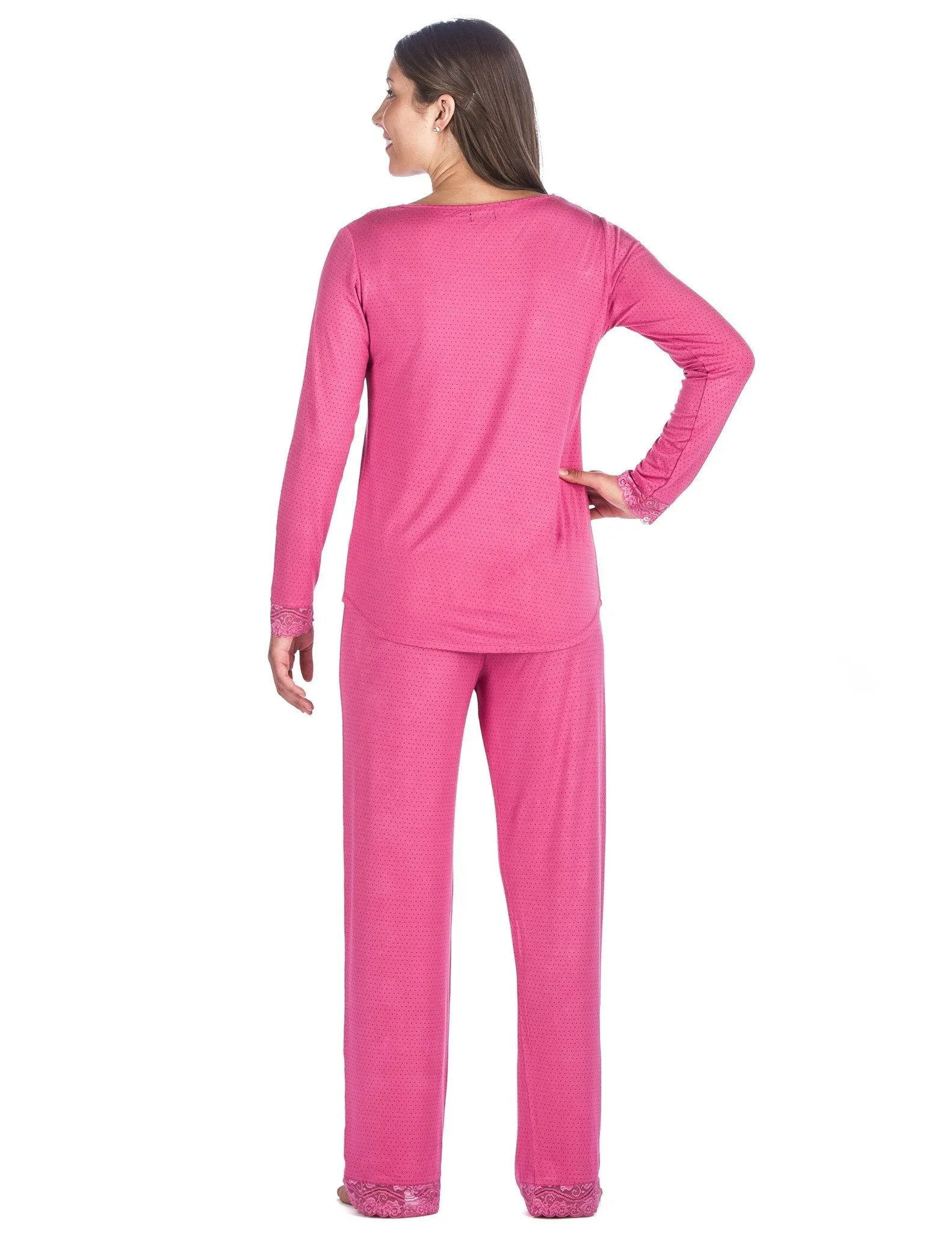 Women's Cool Knit Lounge Set - Pindots Fuchsia