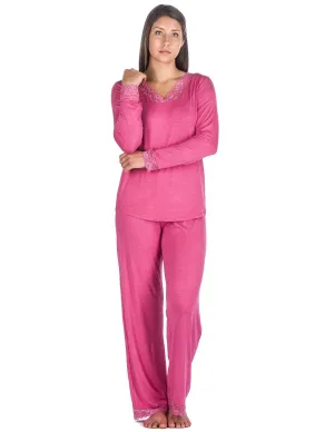 Women's Cool Knit Lounge Set - Pindots Fuchsia